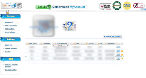 Chinavasion address book